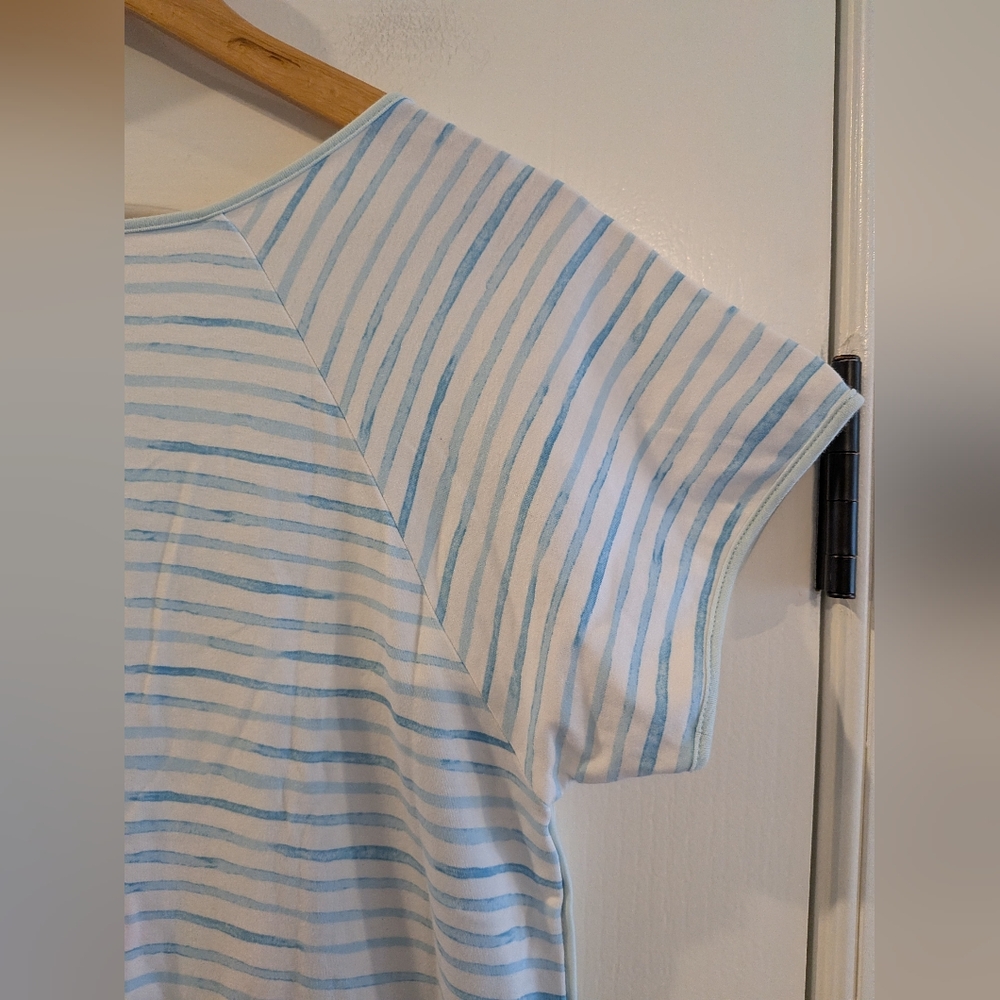 LAKE Pajamas Nightgown 100% Pima Cotton Saltwater Stripe Blue White Stripe M - Picture 11 of 11